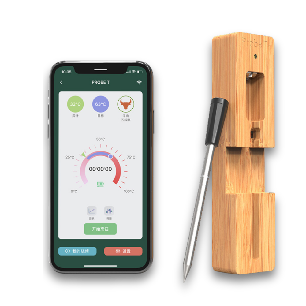 Digitalna brezžična termometrska sonda, bambusova škatla - Image 1